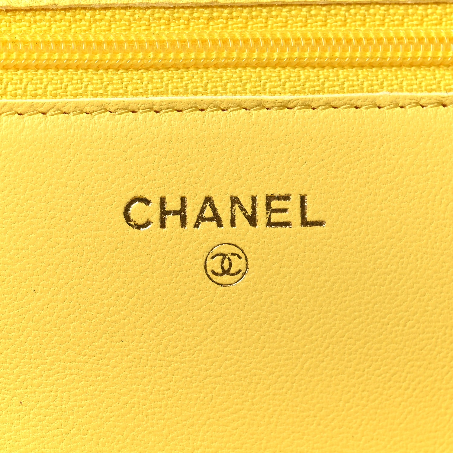 Chanel Lambskin Quilted Wallet on Chain WOC Yellow 6 of 13