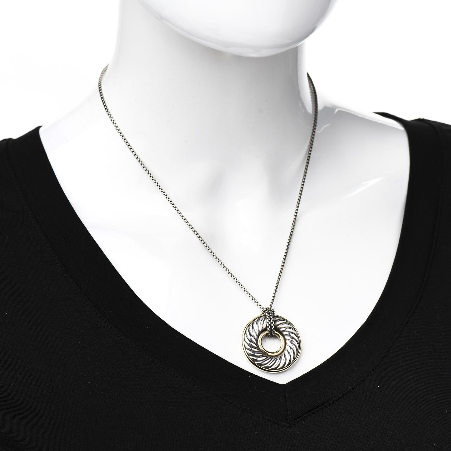 Sterling Silver 18K Yellow Gold 30mm Thoroughbred Pendant Necklace