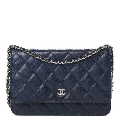 Chanel Caviar Quilted Wallet On Chain WOC Navy Blue 1 of 14