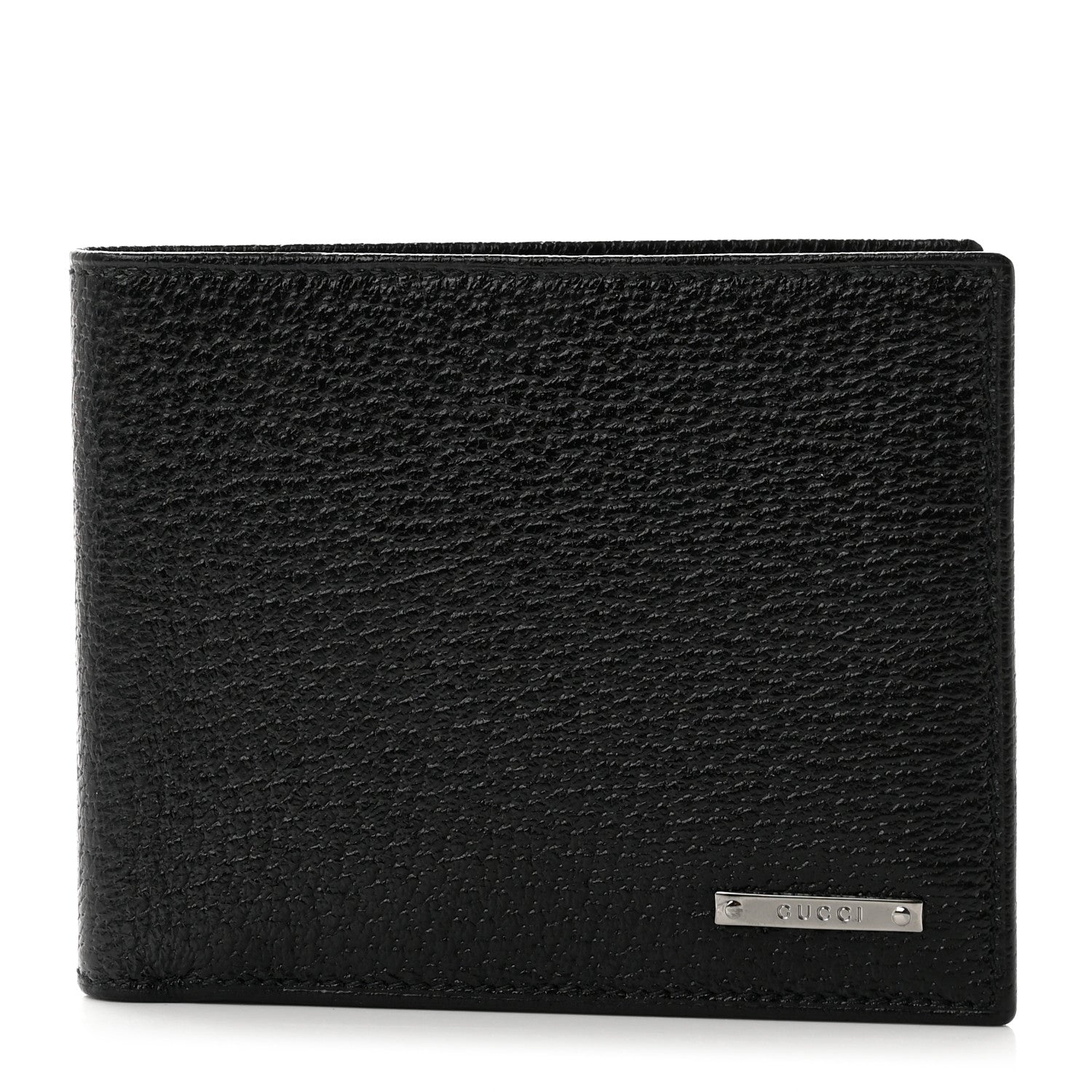 Gucci Calfskin Boar Effect Bi-Fold Wallet Black 1 of 7