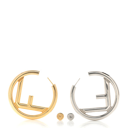 Fendi Metal FF Hoop Earrings Gold Silver 3 of 7