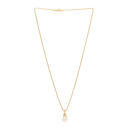 Parker & West by FASHIONPHILE 18K Yellow Gold Diamond Akoya Cultured Pearl Pendant Necklace 3 of 5