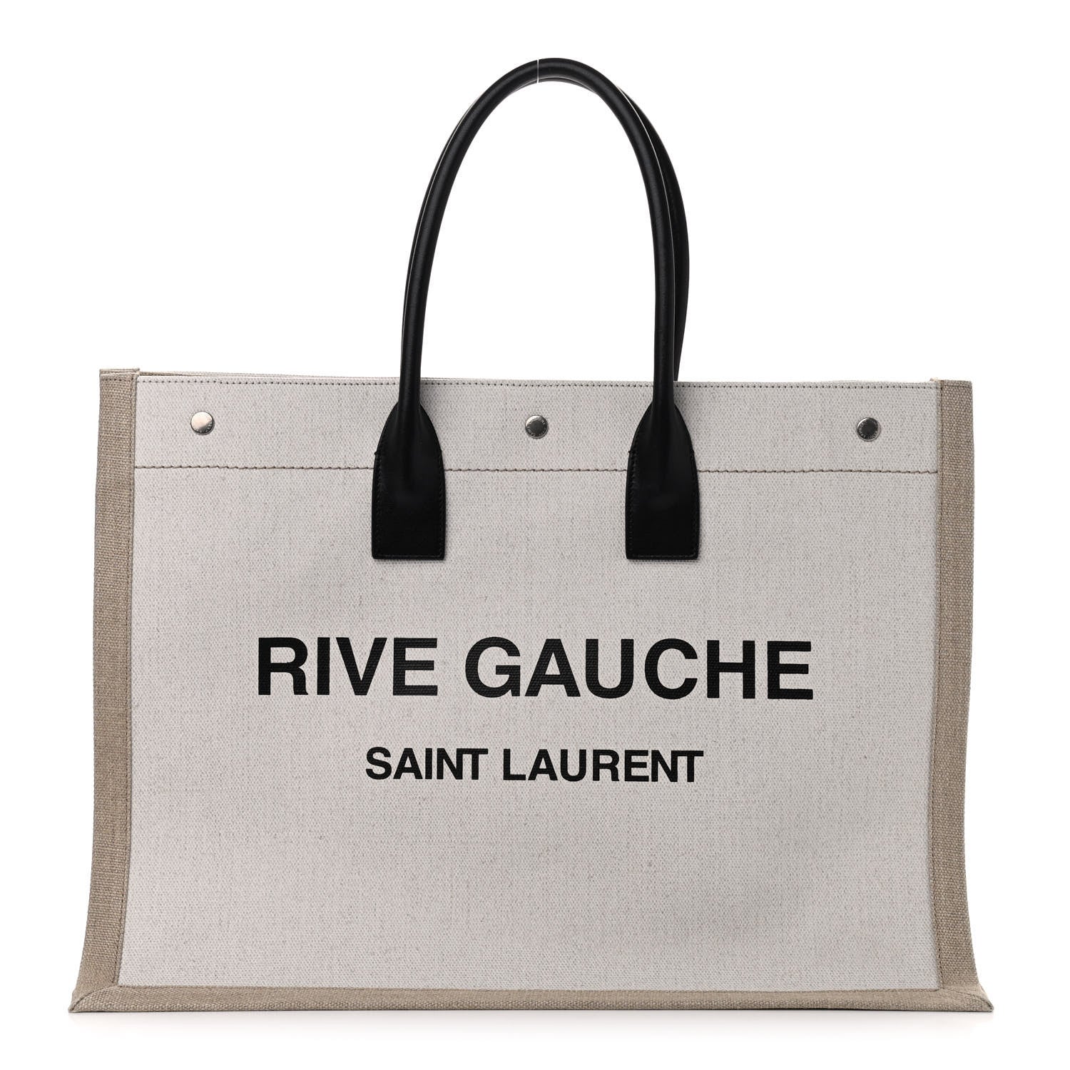Saint Laurent Linen Calfskin Rive Gauche Tote Optic White 1 of 9