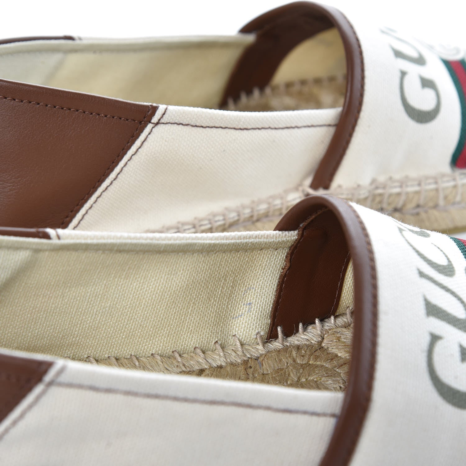 Gucci Canvas Miro Soft Calfskin Logo Mens Espadrilles 5 Greggio Cuir 9 of 10