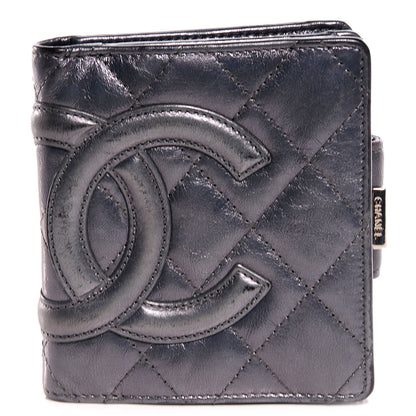 Chanel Metallic Calfskin Quilted Cambon Compact Wallet Dark Silver 1 of 10