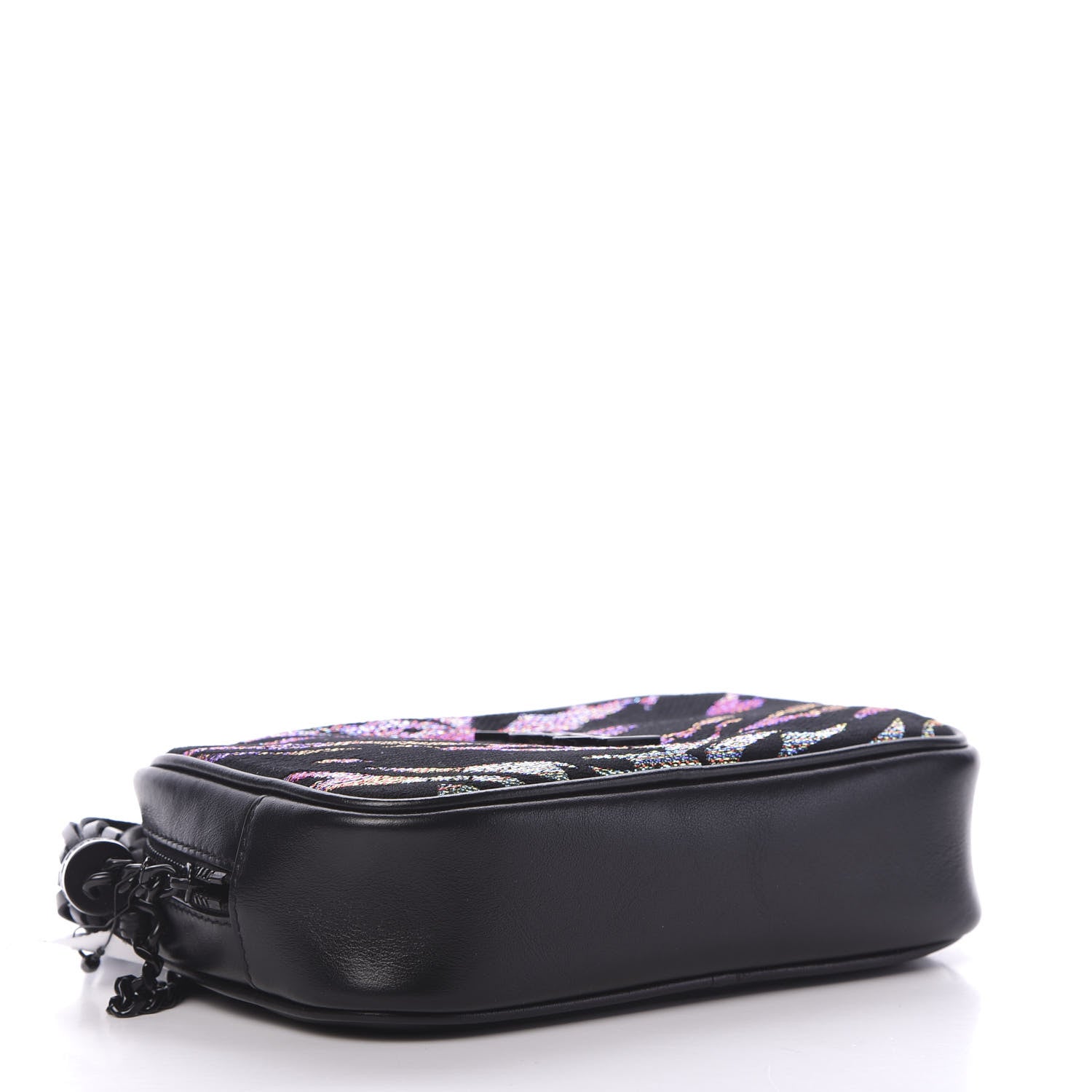 Saint Laurent Calfskin Tiger Burnout Monogram Lou Camera Bag Black 3 of 9
