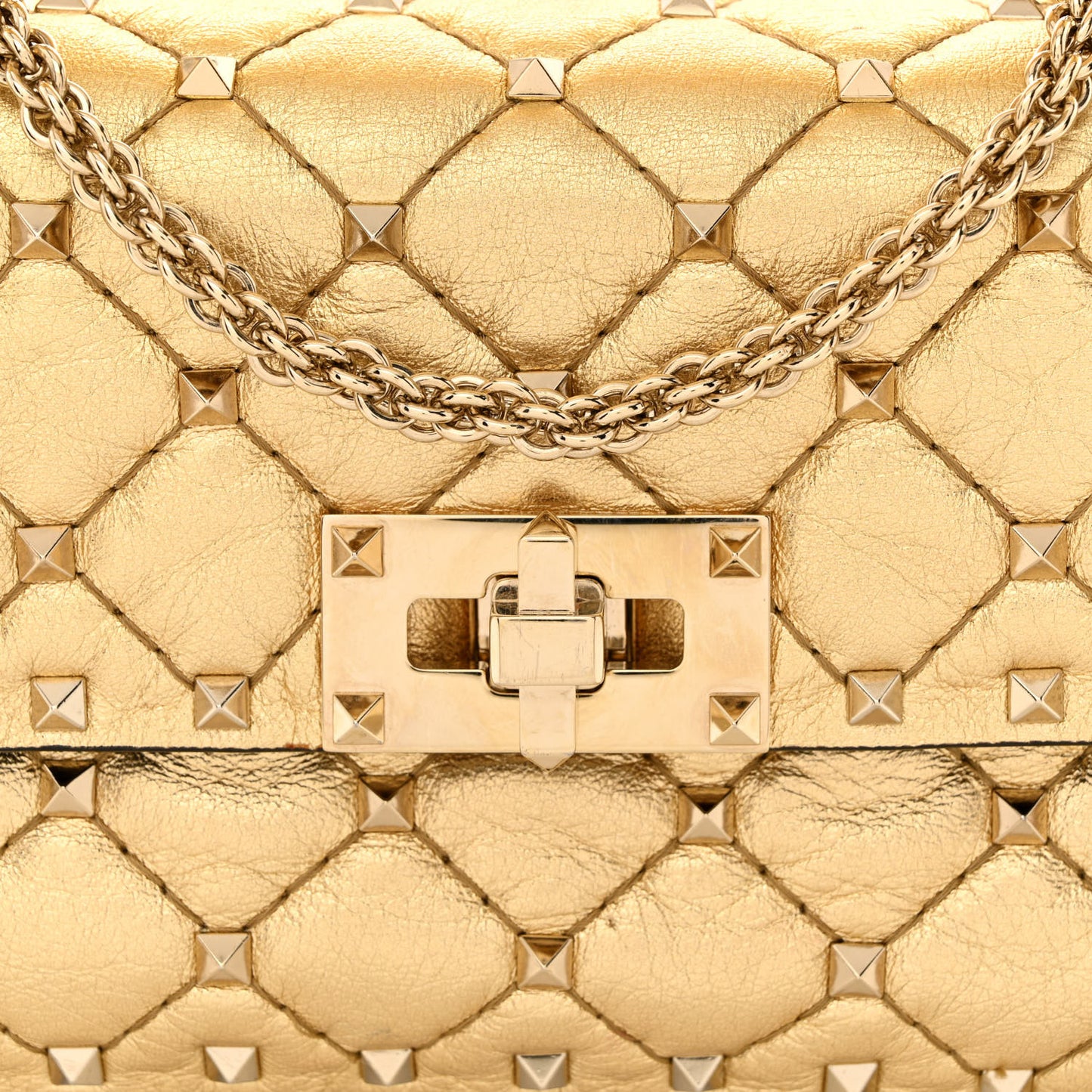 Metallic Nappa Small Rockstud Spike Shoulder Bag Mekong