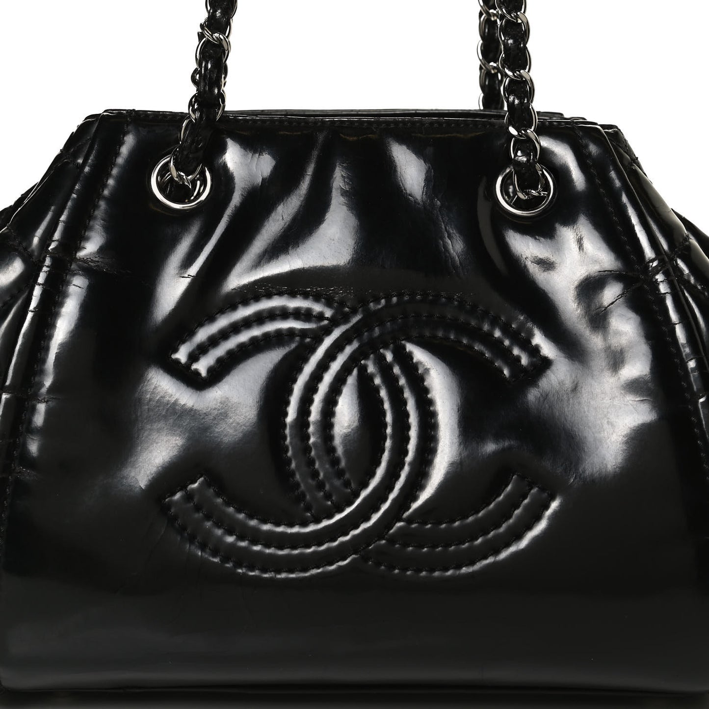 Vinyl Lipstick Ligne Accordion Tote Black
