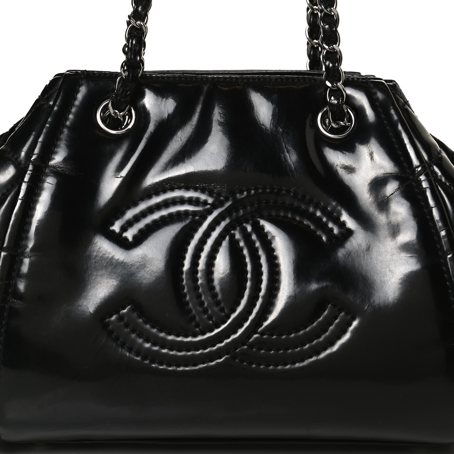 Chanel Vinyl Lipstick Ligne Accordion Tote Black 8 of 14
