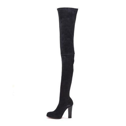 Christian Louboutin Veau Velours Verusch 100 Over The Knee Boots 36.5 Black 8 of 14