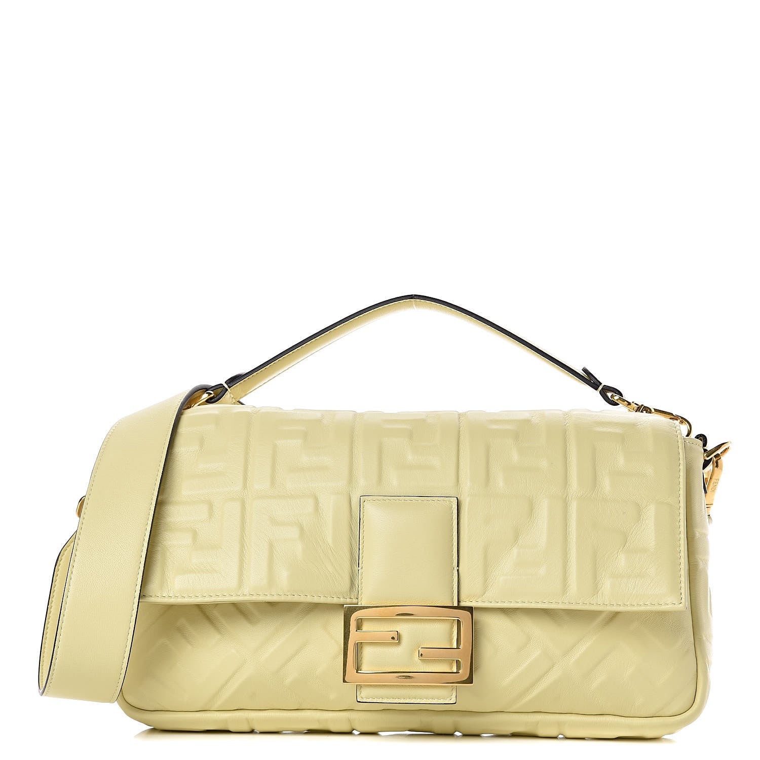 Fendi Nappa FF 1974 Embossed Large Baguette Banana 1 of 18