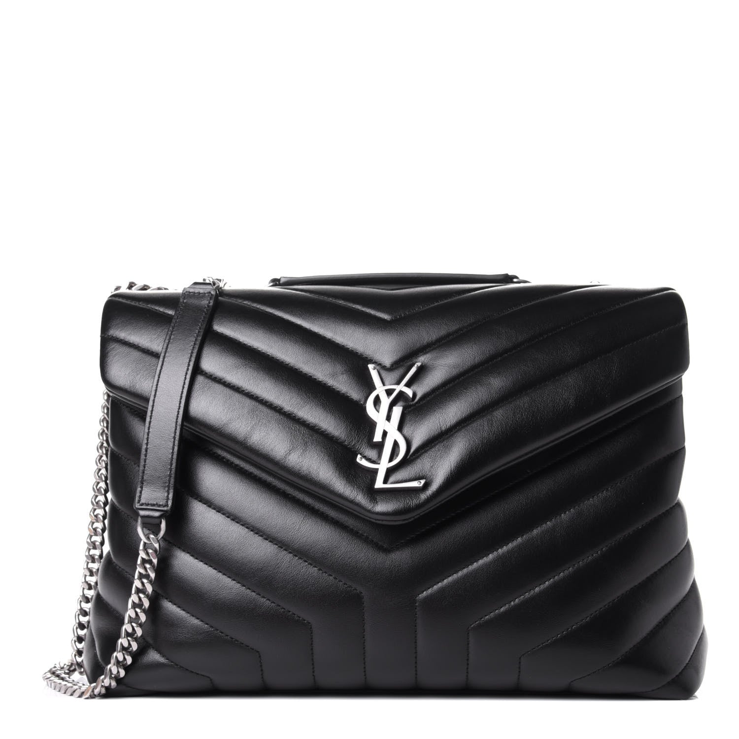 Saint Laurent Calfskin Y Quilted Monogram Medium Loulou Chain Satchel Black 1 of 11