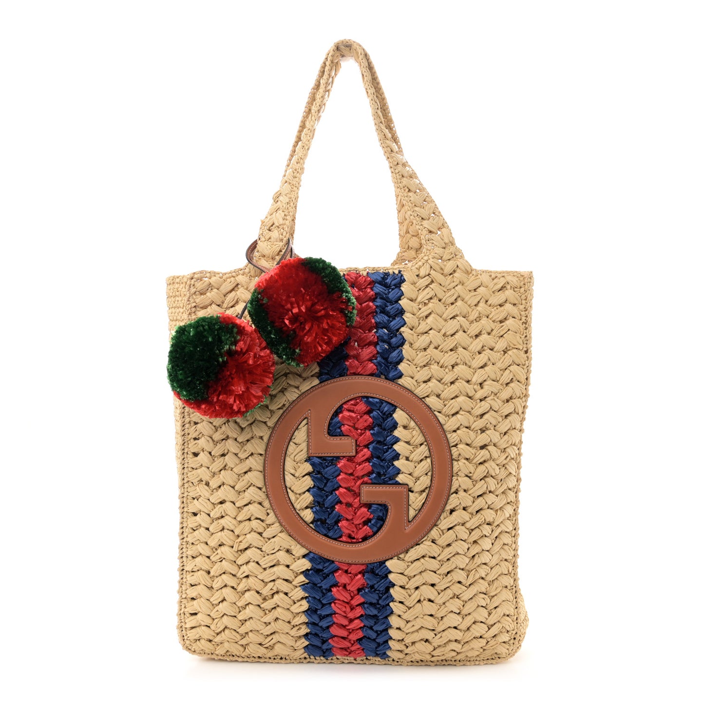 Raffia Effect Interlocking G Tote Bag Beige