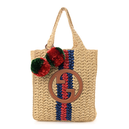 Gucci Raffia Effect Interlocking G Tote Bag Beige 1 of 10