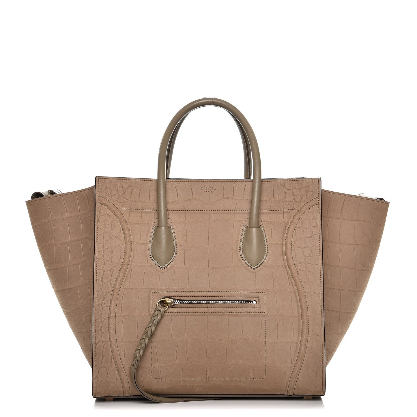 Crocodile Embossed Nubuck Medium Phantom Luggage Beige