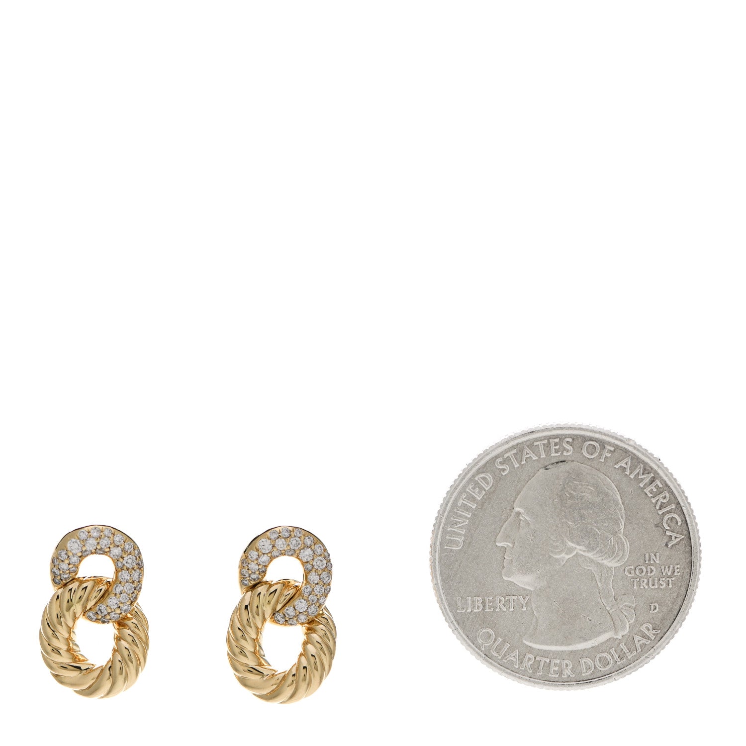 David Yurman 18K Yellow Gold Diamond Extra Small Belmont Curb Link Drop Earrings 2 of 4