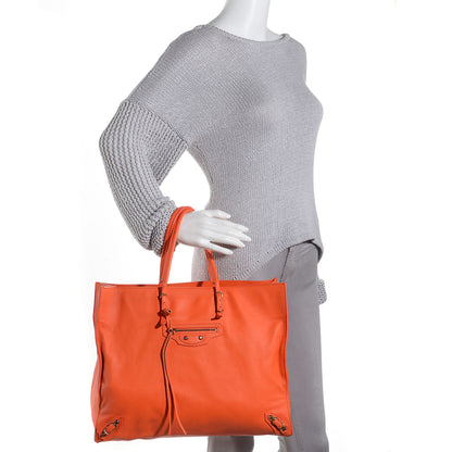 Balenciaga Veau Leather Papier A4 Tote Tangerine 2 of 10