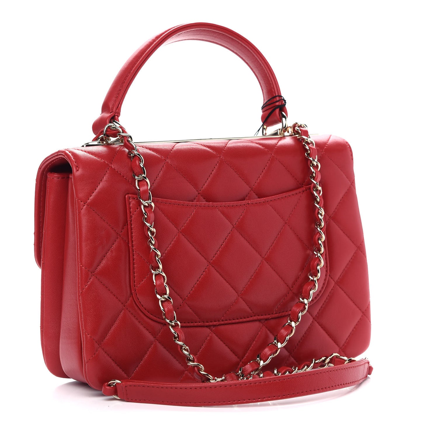 Lambskin Quilted Small Trendy CC Flap Dual Handle Bag Red
