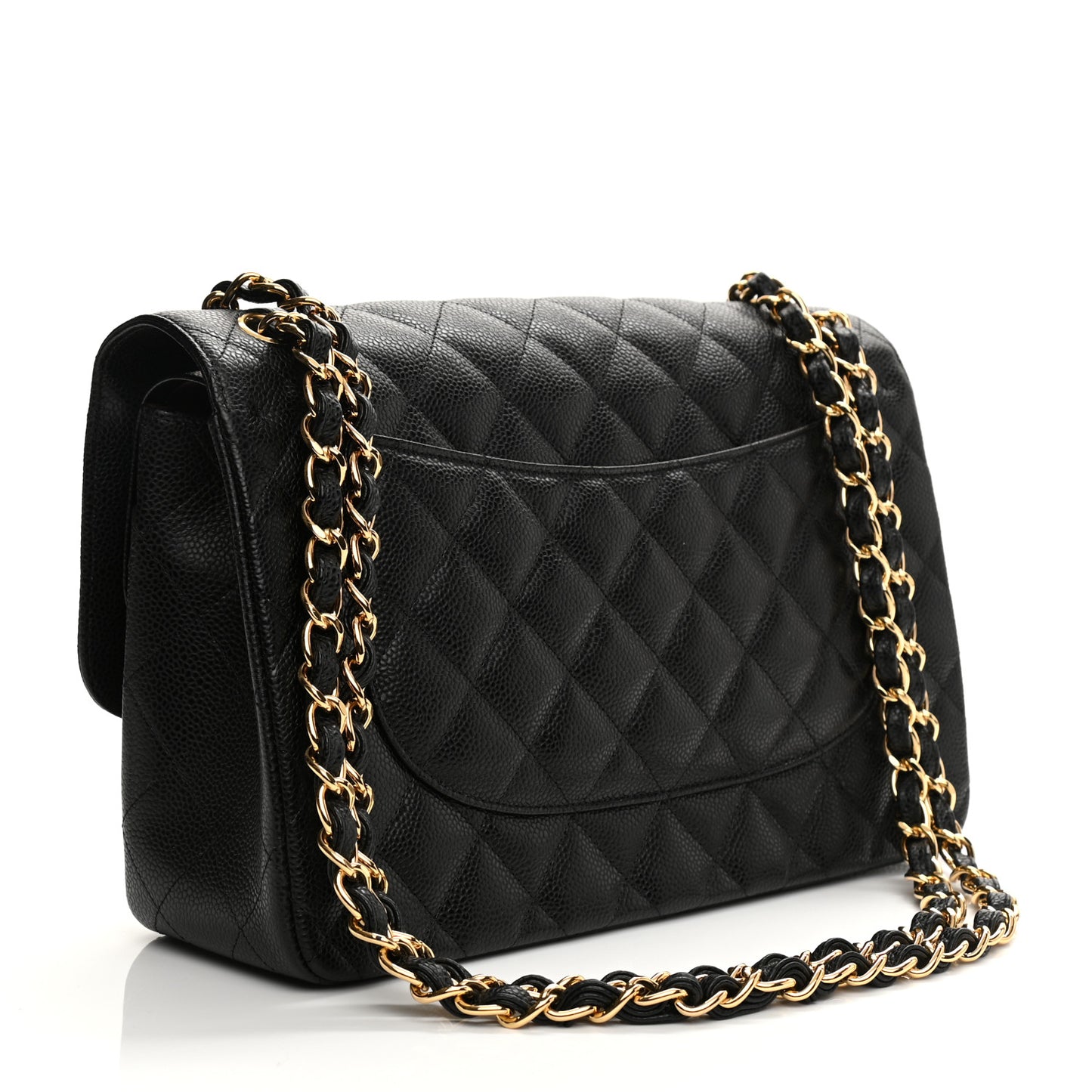 Caviar Quilted Jumbo Double Flap Black