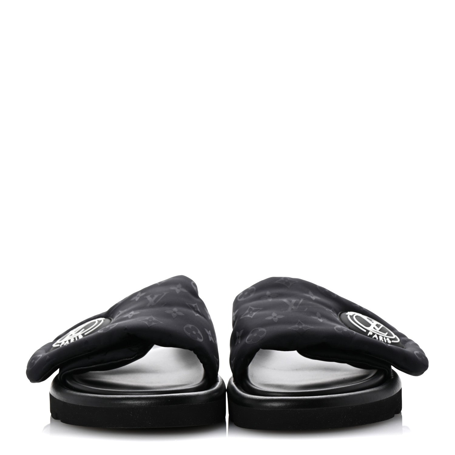 Louis Vuitton Nylon Monogram Womens Pool Pillow Comfort Mules 38 Black 3 of 9