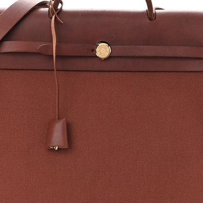 Hermes Toile Calfskin Herbag 39 GM Rouge H 9 of 11