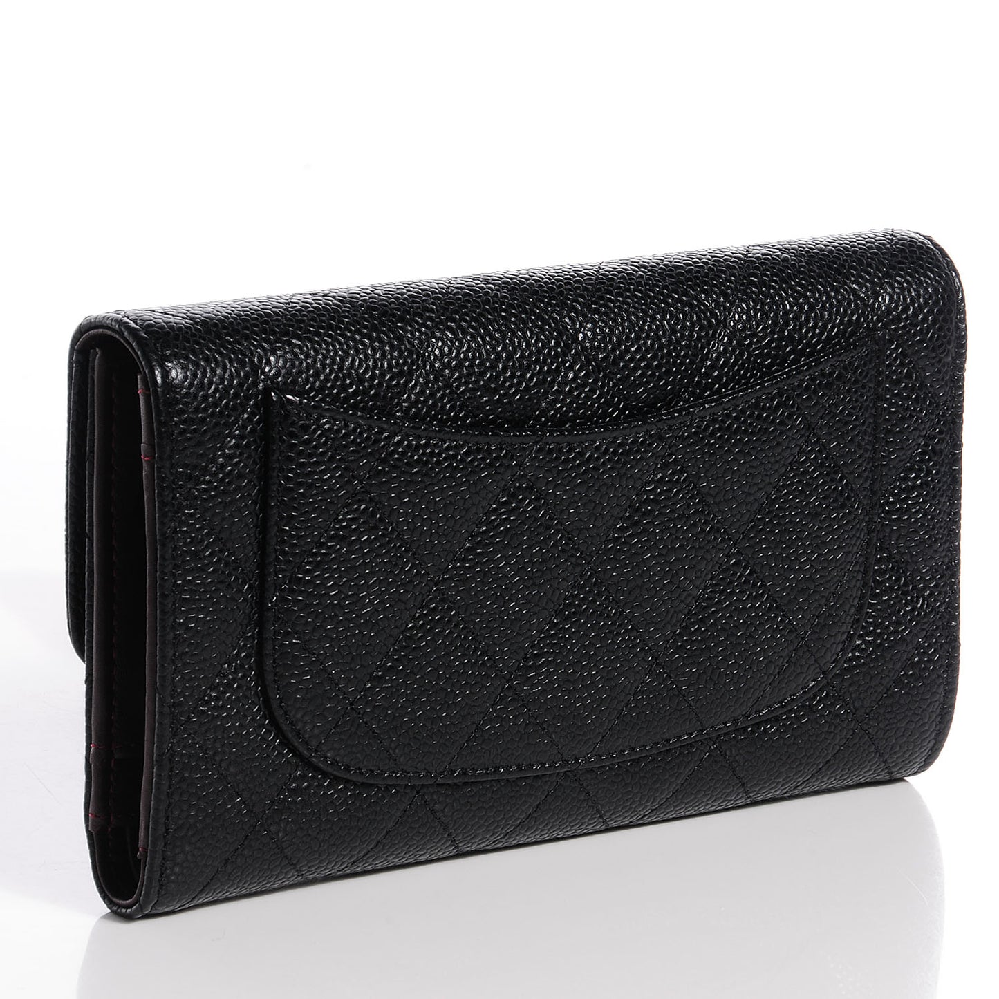 Caviar Quilted Large Flap Wallet Black