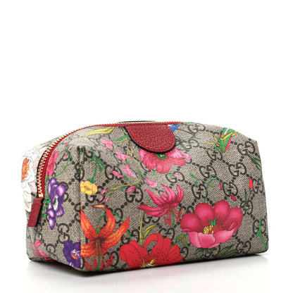 Gucci Soft GG Supreme Monogram Flora Calfskin Medium Ophidia Cosmetic Case Beige Ebony Multicolor Rosso 3 of 7