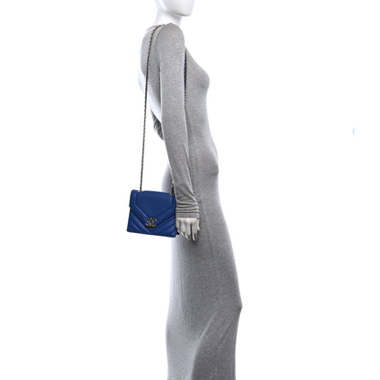 Chanel Calfskin Quilted Chevron Small Single Flap Blue 2 of 10
