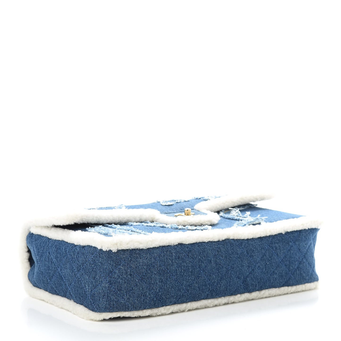 Denim Shearling Hieroglyph Flap Blue