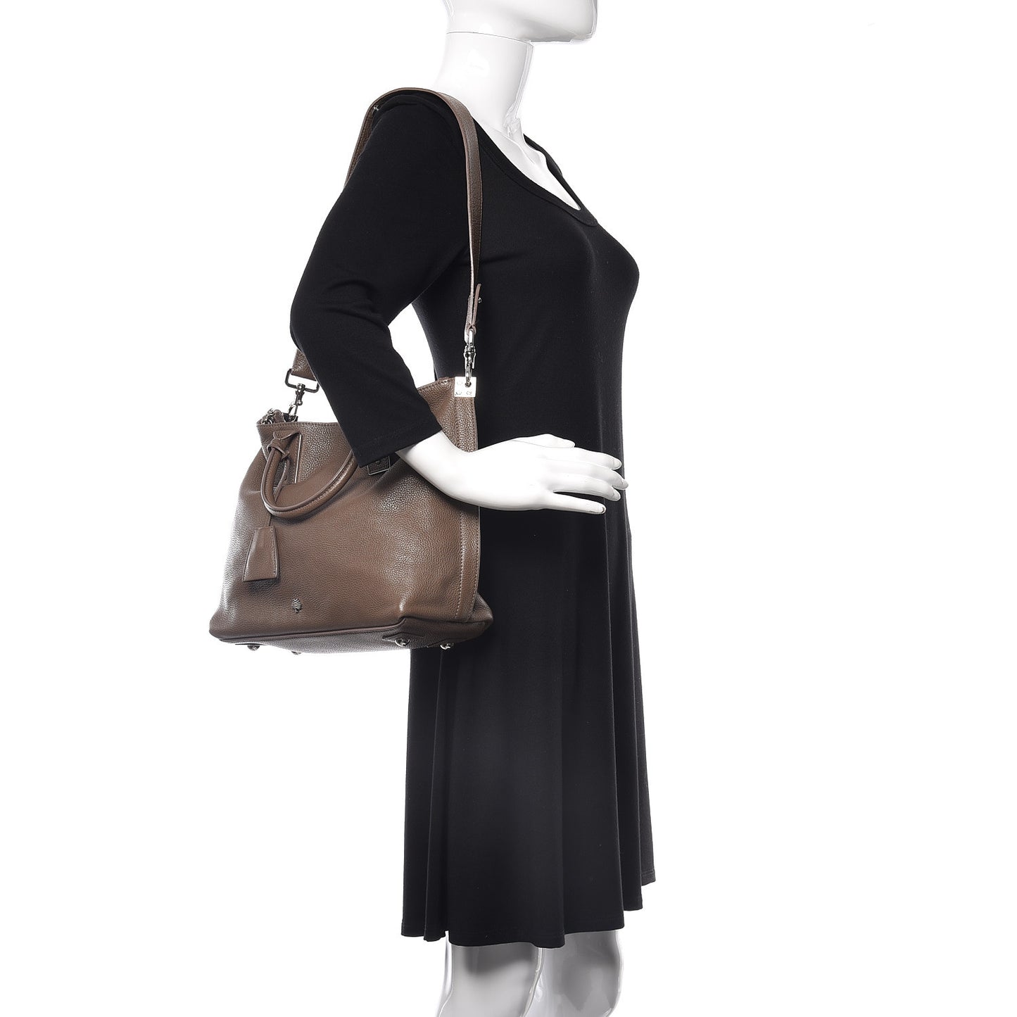 Classic Grained Calfskin Small Alice Satchel Taupe