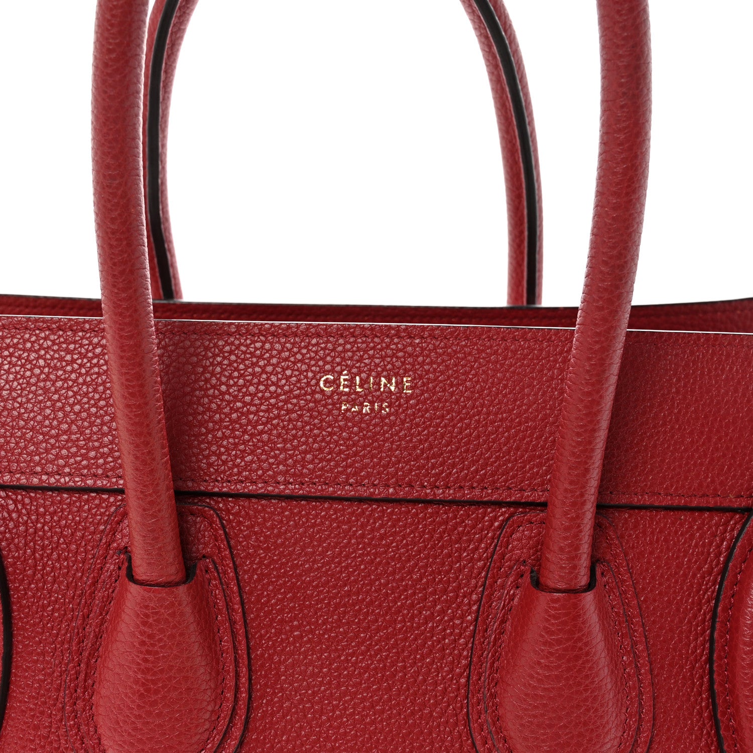 Celine Drummed Calfskin Micro Luggage Red 7 of 9