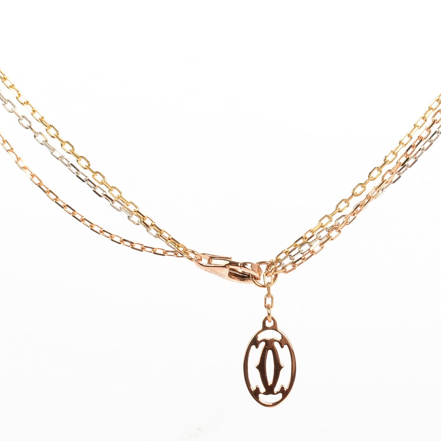 Cartier 18K Pink Yellow White Gold Three Chain Necklace 3 of 5