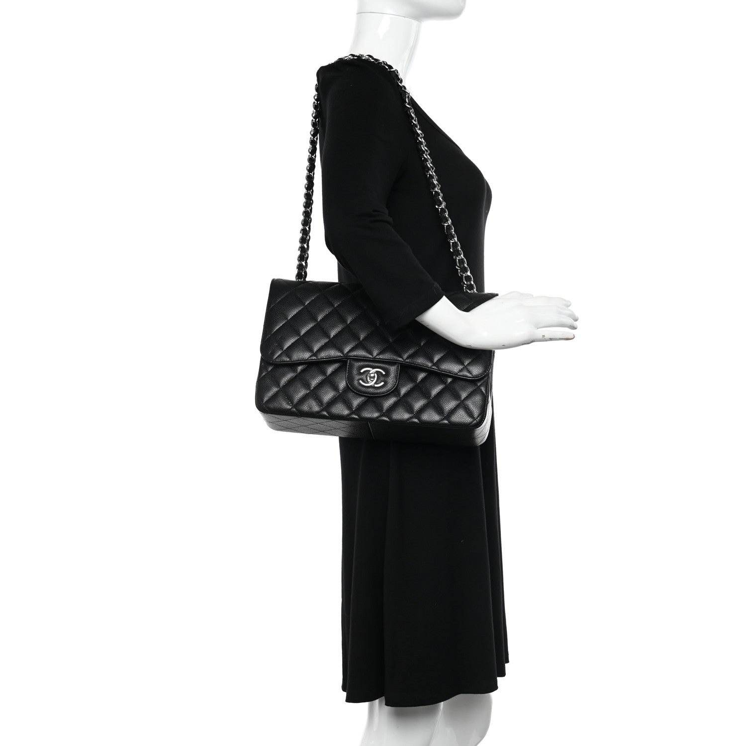 Chanel Caviar Quilted Jumbo Double Flap Black 2 of 14