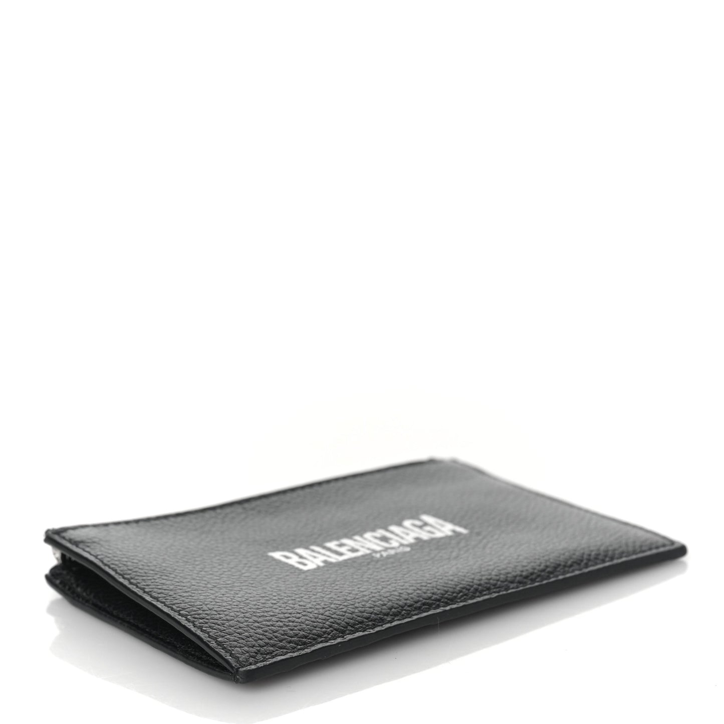 Grained Calfskin Logo Large Cash Long Coin Card Holder Black White