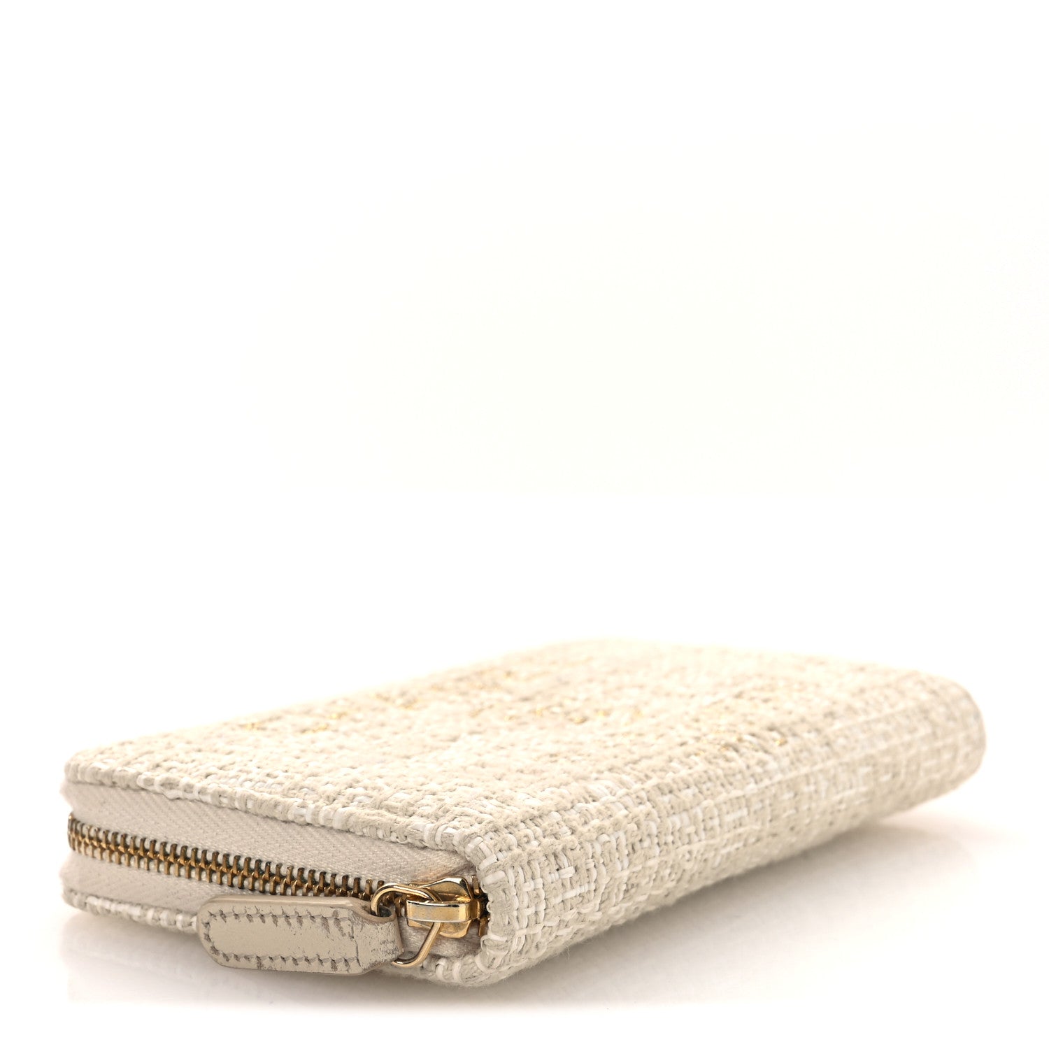 Chanel Lurex Canvas Deauville Medium Zip Around Wallet Beige 4 of 10