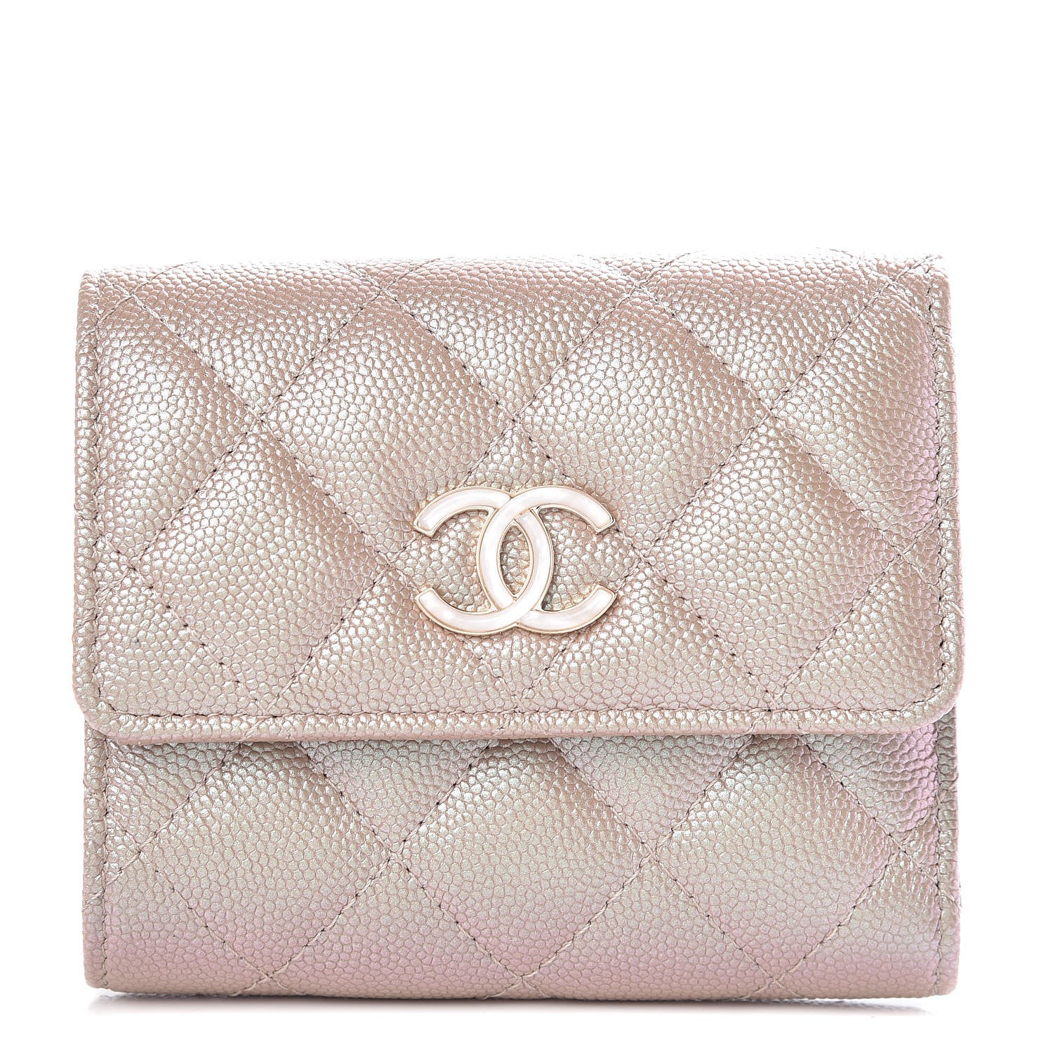 Chanel Iridescent Caviar Quilted Small Flap Wallet Beige 1 of 9