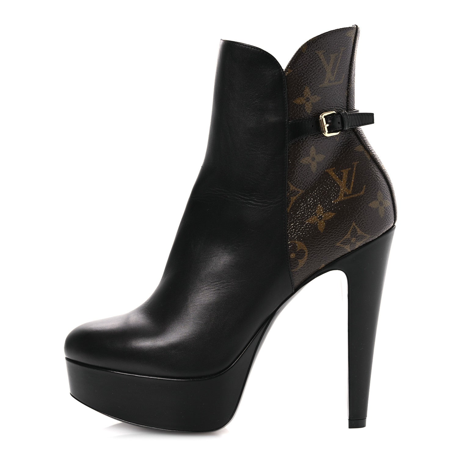 Louis Vuitton Calfskin Monogram Afterglow Platform Ankle Boots 39.5 Black 1 of 13