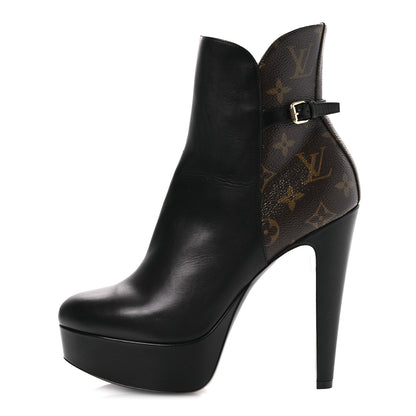 Louis Vuitton Calfskin Monogram Afterglow Platform Ankle Boots 39.5 Black 1 of 13