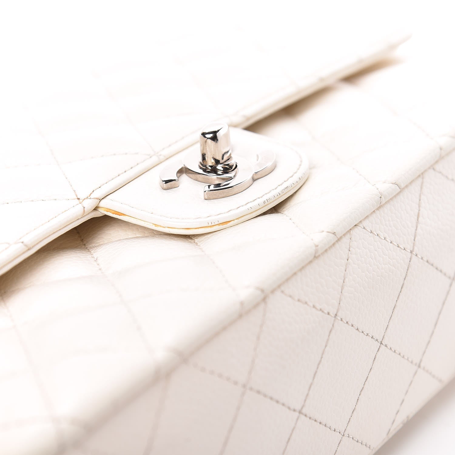 Chanel Caviar Quilted Medium Double Flap White 13 of 29