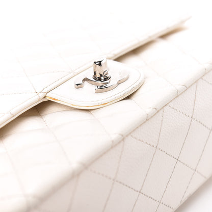 Chanel Caviar Quilted Medium Double Flap White 13 of 29