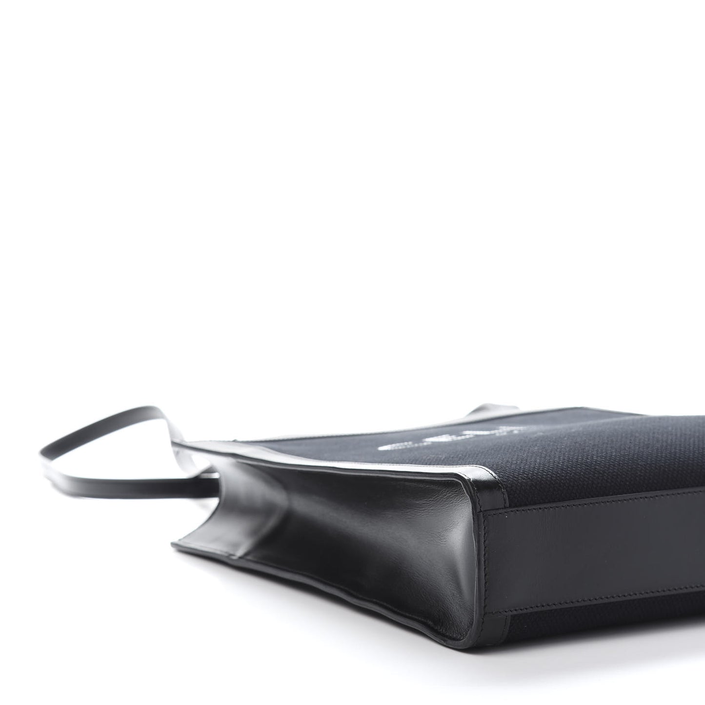 Canvas Calfskin Small Vertical Cabas Black