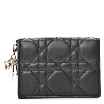 Christian Dior Lambskin Cannage Small Lady Dior Flap Card Holder Black 1 of 7