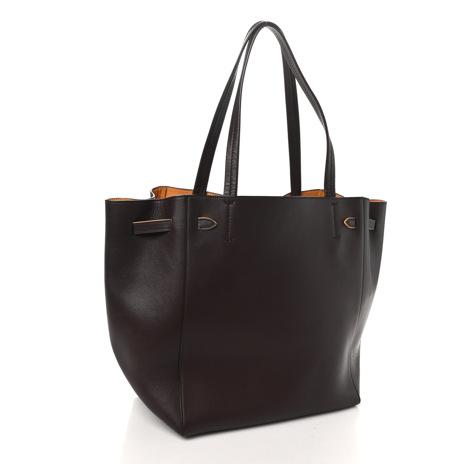 Celine Smooth Calfskin Small Tassel Cabas Phantom Burgundy Orange 3 of 9