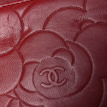 Chanel Lambskin Camellia Embossed Wallet on Chain WOC Red 14 of 14
