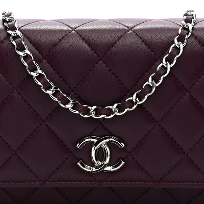 Chanel Lambskin Quilted Enamel CC Wallet On Chain WOC Burgundy 8 of 10