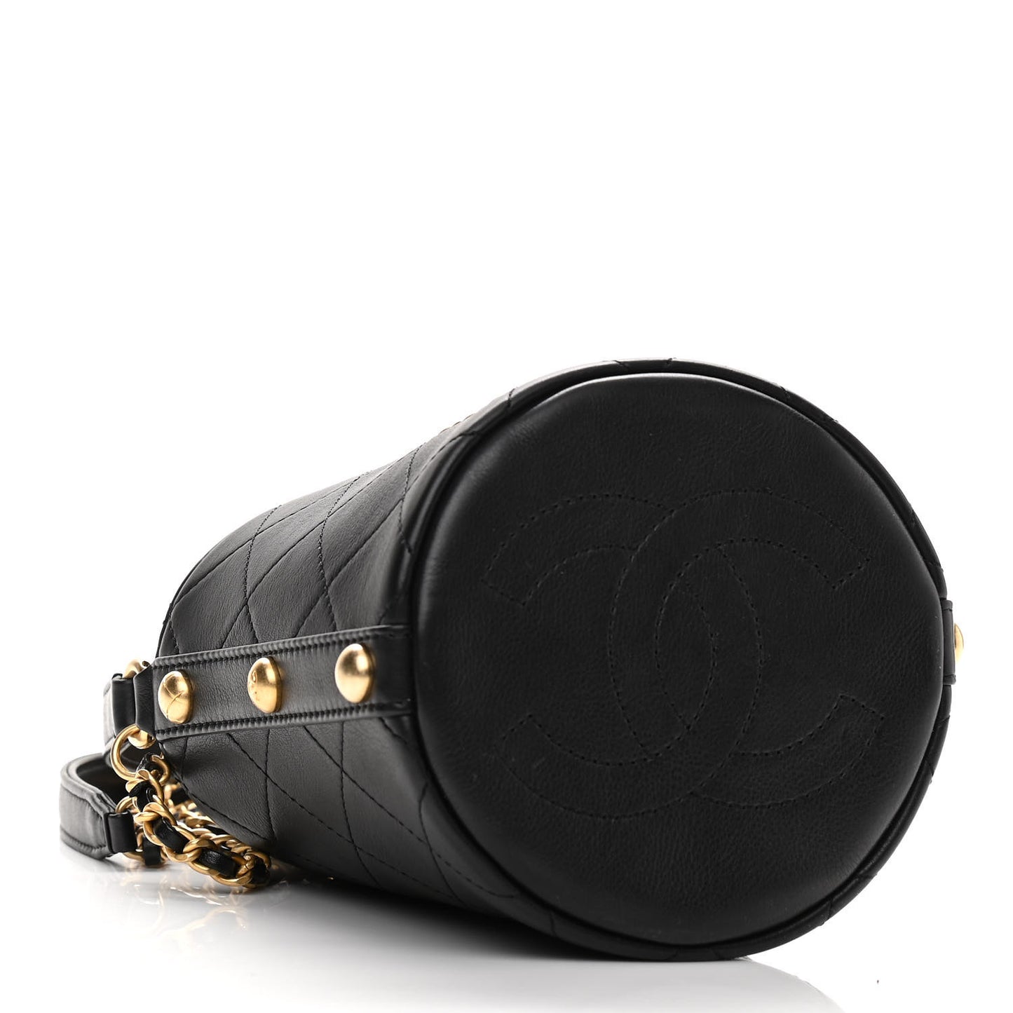 Calfskin Tweed Small CC Chain Bucket Drawstring Bag Black Multicolor