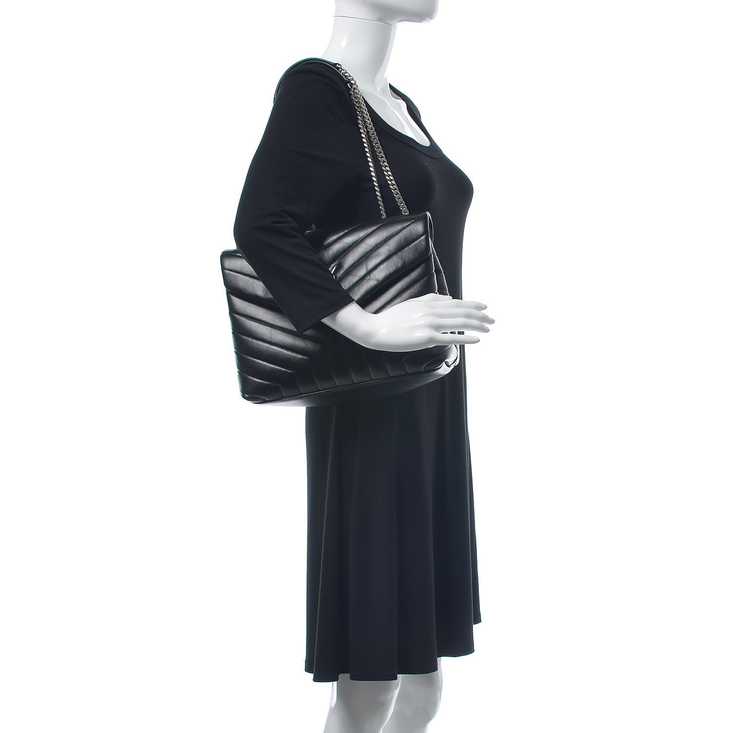 Saint Laurent Calfskin Y Quilted Monogram Medium Loulou Chain Satchel Black 2 of 7