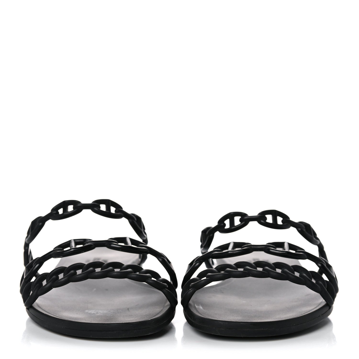 Hermes Rubber Chaine d'Ancre Rivage Sandals 39 Black 2 of 10