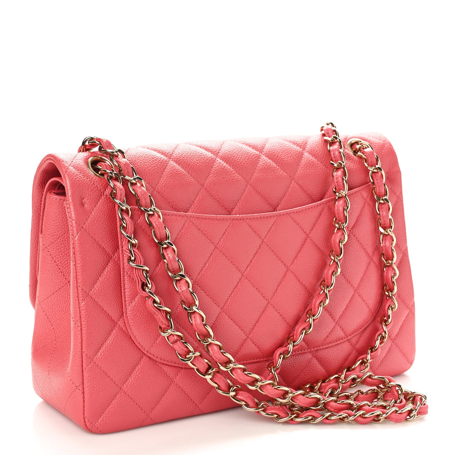 Caviar Quilted Jumbo Double Flap Dark Pink