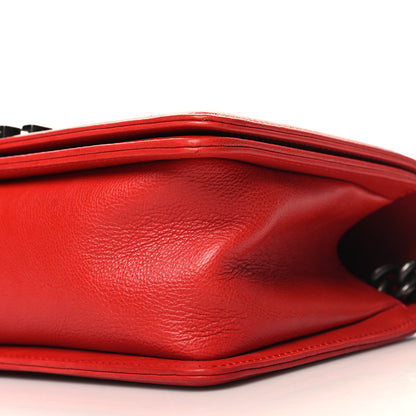 Chanel Calfskin Quilted Double Stitch Medium Boy Flap Red 10 of 10